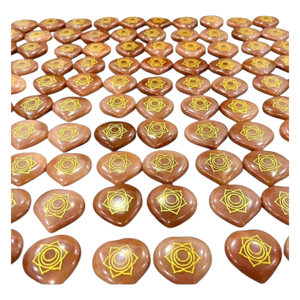 Juego de Piedras con Forma de Corazón de los Siete Chakras con Símbolo de los Siete Chakras Grabado, Kit de Cristales Curativos, Artículos de Feng Shui, Piedras Pulidas para la Palma de la Mano - Product Image 2