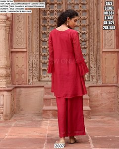 Lanzamiento de Nueva Kurta Moderna para Fiestas con Conjunto de Dupatta, Tela de Mul Chanderi Pura con Forro de Algodón - Product Image 4