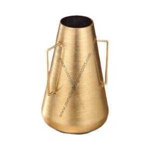 Elegante florero de metal dorado para decoración moderna del hogar Arreglos florales elegantes con asas en ángulo para florero de piso de boda - Product Image 1