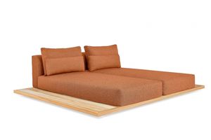 Lit de repos extérieur Isabela avec coussin anti-soleil en bois massif de teck durable pour parcs hôtels villas - Product Image 3