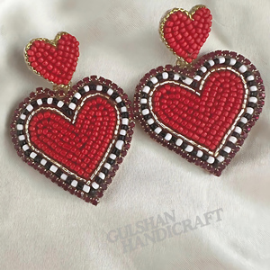 Pendientes colgantes de corazón de cuentas de semillas hechos a mano románticos pendientes de gota de moda para niñas en el Día de San Valentín y celebraciones - Product Image 3