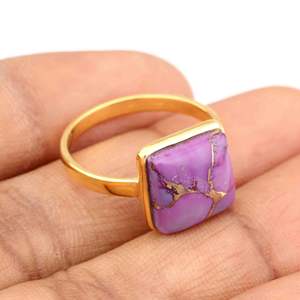 2025 Customized 925 Sterling Silver Fine <b>Ring</b> Natural <b>Turquoise</b> 12mm Square Mohave Purple Copper Eternity Vermeil Women Jewelry - Product Image 6