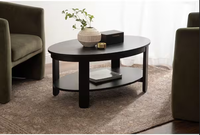 Table basse ovale Foxford en bois massif, moderne et luxueuse, écologique, taille et couleur personnalisables, meubles décoratifs pour salon