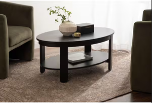 Mesa de centro de madera ovalada Foxford de lujo moderno, muebles decorativos para sala de estar - Product Image 4