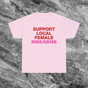 Camiseta Rosa de Apoyo al Orgasmo Femenino Local, Unisex, Cuello Redondo, Manga Corta, Ropa Promocional para Adultos - Product Image 1