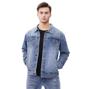 Veste en jean personnalisée, délavage acide, plusieurs poches, boutons, broderie avec veste en velours côtelé, col montant, veste en jean pour homme - Product Image 5