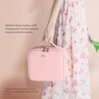 Miroir de bureau à LED, trousse de maquillage en cuir PU, étui de voyage portable pleine écran, grande capacité, pliable, personnalisé