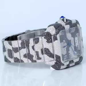 Montre analogique de luxe en diamant Moissanite à quartz style hip hop glacé cadran en verre personnalisé édition limitée bracelet en acier inoxydable Eta - Product Image 3