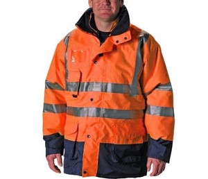 แจ็กเก็ตขนแกะสะท้อนแสง Hi VIS สำหรับฤดูหนาวซิปปกคอตั้งกันน้ำปรับแต่งโลโก้ได้ - Product Image 1