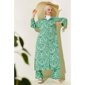 Ensemble Tunique Longue Motif Ethnique Vert - Product Image 4