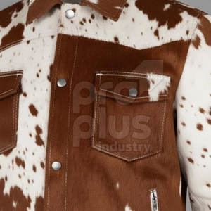 Veste en cuir de vachette vintage pour homme, élégante, style motard, décontractée, écologique, respirante, logo sur le devant - Product Image 5