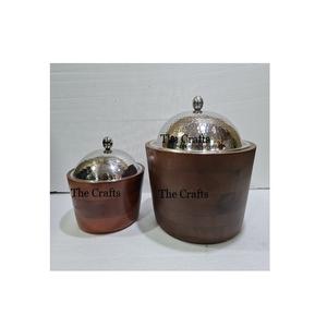 Best Selling Wooden And Mop Work Hot Pot <b>With</b> Steel <b>Lid</b> For Home Hotel Food Serving Casserole <b>Dish</b> Hot Pot - Product Image 4