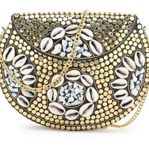 Pochette de soirée en résine florale bohème antique en métal et résine pour les fêtes et pour les mariées et les filles - Product Image 1