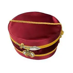 Masonik Shriner taç taçlar kap kırmızı şapka boyutu 59 masonik taç kapaklar işlemeli şapka MAROON kap
