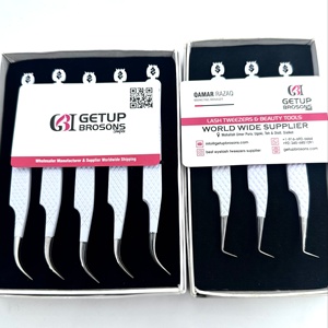 ที่หนีบขนตาปลอม90องศาเคลือบด้วยผงสีขาวเครื่องมือด้านความงามแหนบปลายเงินแบบโค้ง - Product Image 1