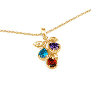 Jeulia Custom Pear Birthstone <b>Initial</b> <b>Necklace</b>-Gold Plated Zircon Pendant - Product Image 3