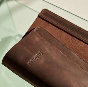 Leather Menu Cover A4 With Elastic Center Holder With Embossing Restaurant <b>Folder</b> <b>Binder</b> Custom LMC-0035 - Product Image 3