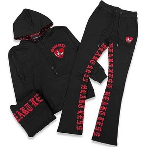 Conjunto deportivo de dos piezas con capucha chándales de alta calidad de poliéster de manga larga con logotipo bordado personalizado - Product Image 1
