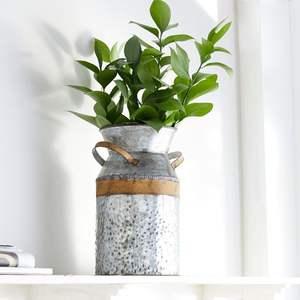 Vase à fleurs galvanisé de style antique fait à la main pour les espaces de vie rustiques et les paramètres floraux de pièce maîtresse de mariage - Product Image 1