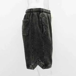 Pantalones cortos lavados con ácido de algodón pesado hechos a medida para hombre, pantalones cortos lavados informales con patrón sólido para hombre - Product Image 4