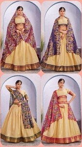Nouvelle Collection : Lehenga Choli Dupatta en Coton Doux et Soie Gaufrée, Séchage Rapide, Coupe Classique, Toutes Saisons, Idéal pour les Fêtes - Product Image 4