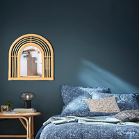 Miroir mural en rotin design arc fabriqué à la main miroir d'appoint en bambou naturel avec style Art déco pour la décoration intérieure