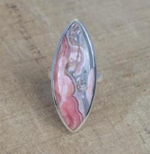 Natural Pink Rhodochrosite 925 Sterling Silver Marquise Shape Gemstone Ring Handmade Jewelry <b>Christmas</b> Gift - Product Image 1