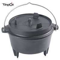 Source-Foundry 6QT Cocotte en fonte pré-culottée, poêle à frire réversible multifonction avec couvercle pour pique-nique en extérieur, braisage et cuisson