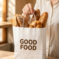 Bolsa de Papel Kraft Ecológica de Lujo con Asa Trenzada para Vino, Licores, Pizza y Sushi - Resistente y Autoportante