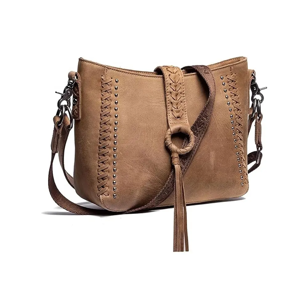 Koeienhuid Leer Verborgen Handdragende Cross-Body Portemonnee Tas In Stijl-Portemonnees Mode Dames Geborduurde Schoudertassen