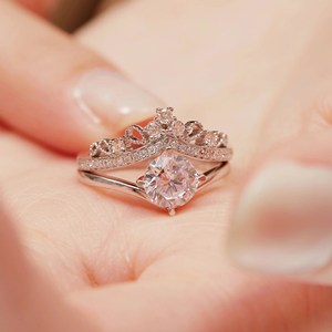 Customizable Vintage Wedding <b>Ring</b> <b>Set</b> 18K Solid Gold With Moissanite Diamond Band <b>for</b> <b>Women</b> - Product Image 4