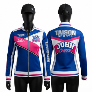 Survêtement de cheerleading en polaire polyester 280 GSM de qualité supérieure, rose, blanc, gris, avec panneaux, à capuche, poches, respirant et écologique - Product Image 6