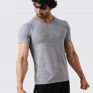 T-shirts sportifs personnalisés pour hommes, couleur unie, grande taille, coupe ajustée, 100% coton biologique, respirant, séchage rapide, vêtements de sport - Product Image 2
