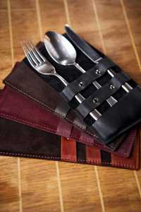 Soporte para cubiertos hecho a mano ecológico de cuero de lujo de primera calidad, organizador de cubiertos para restaurantes, mesa de comedor rústica, uso en LRCH-0019 - Product Image 5