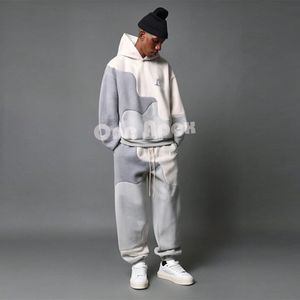 Invierno Casual 35% poliéster 65% algodón chándal personalizado bordado Logo Color contraste peso pesado chándal conjunto - Product Image 1