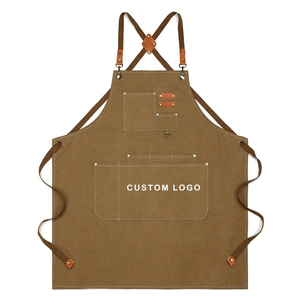 Tablier en coton sans manches professionnel personnalisé réglable pour hommes et femmes couverture réutilisable de cuisine à rayures bleues - Product Image 5