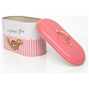 Caja de pan de Metal con fondo de línea rosa de 178x338x200mm con asa 9.8L Almacenamiento y contenedor de alimentos - Product Image 4