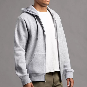 Peso pesado grueso logotipo personalizado Hombres en blanco Zip up Hoodies 100% algodón Zip up Hoodies Streetwear Drop Shoulder Sudadera Hoodies - Product Image 2