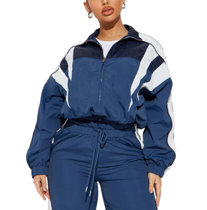 Ensemble survêtement décontracté pour femmes, 2 pièces, haut zippé et taille élastique, ensemble survêtement pour femmes de haute qualité - Product Image 1