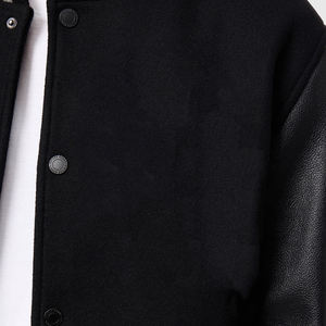 Logo personnalisé veste de baseball universitaire en laine pour hommes noir recadrée veste universitaire fabricants - Product Image 3