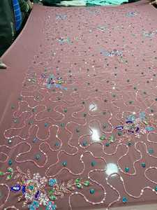 Tela de red bordada floral hecha a mano con lentejuelas para decoraciones - Product Image 2