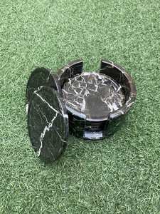 Black Zebra Marble Coasters Set Of Six With Holder Handcrafted Stone Coasters - Product Image 2