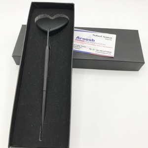 Inspections de cils de beauté en acier inoxydable en gros Miroir en forme de cœur enduit de poudre noire Pointe pointue Miroir Durable - Product Image 2