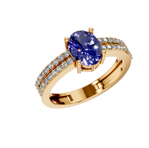 Elegante anillo de zafiro ovalado sintético con diamantes cultivados en laboratorio de oro sólido de 14K, Cóctel único, joyería fina, fiesta de compromiso de boda - Product Image 6