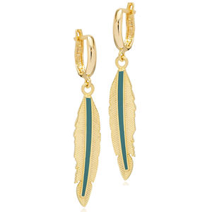 Plume Design émail en gros 925 boucles d'oreilles pendantes en argent fait à la main turc 925 bijoux en argent Sterling - Product Image 4