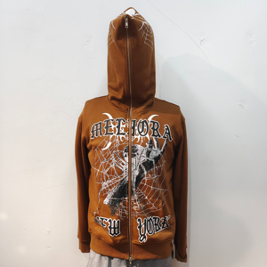 Sudadera con cremallera de cara completa para hombre, capucha de felpa francesa personalizada, de gran tamaño, lisa, con cremallera completa y diamantes de imitación - Product Image 2