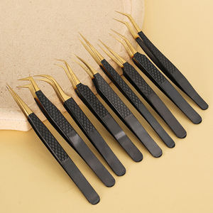 Juego de pinzas de pestañas doradas de acero inoxidable Premium, herramientas de belleza de cejas puntiagudas para extensión de pestañas - Product Image 4