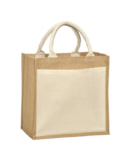 Venta al por mayor de bolsos de mujer asas de cuero yute Hessian bordado cremallera-Cadena de algodón resistente al agua para la compra de comestibles - Product Image 2