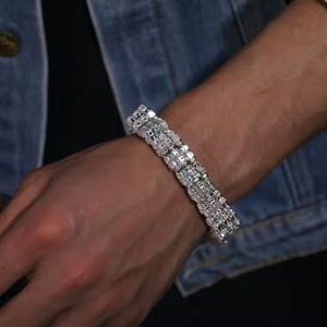 Round Mossanite Diamond Cuban Link Chain Trendy Silver white <b>gold</b> Fashion <b>Necklaces</b> Inspired by India for Weddings Gifts - Product Image 3