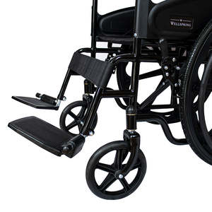 Silla de ruedas manual Premium con tapicería de lona con estribo fijo de borde sólido - Product Image 3